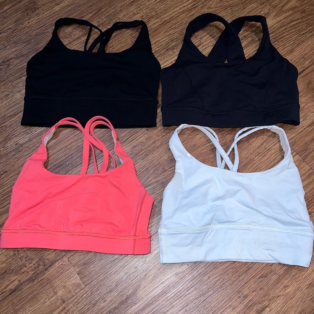 lululemon athletica Black, Coral, and White Sports Bras